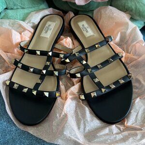 VALENTINO ROCKSTUD FLAT SLIDE SANDAL - BRAND NEW SIZE 40